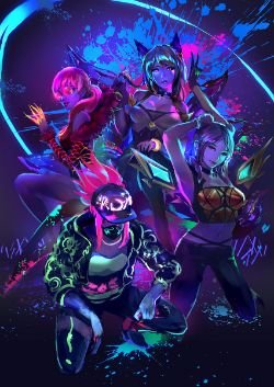 K/DA Ahri, Evelynn, Akali & Kai'Sa by CGlas HD Wallpaper Background Fan Art Artwork League of Legends lol