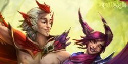 Xayah & Rakan Closeup by Spiffeigh HD Wallpaper Fan Art Artwork League of Legends lol
