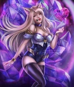 K/DA Ahri by Nindei HD Wallpaper Background Fan Art Artwork League of Legends lol