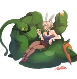Battle Bunny Riven & Zac by Redlion HD Wallpaper Fan Art Artwork League of Legends lol