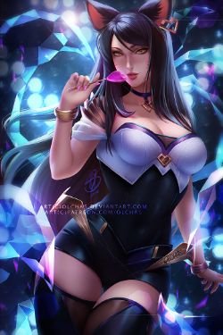 K/DA Ahri by OlchaS HD Wallpaper Background Fan Art Artwork League of Legends lol