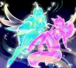 Star Guardian Soraka & Ahri Transformation by JamilSC11 HD Wallpaper Background Fan Art Artwork League of Legends lol