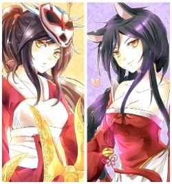 Blood Moon Akali & Ahri by urusai-baka League of Legends Artwork Wallpaper lol
