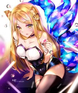 K/DA Ahri by Chiinyan HD Wallpaper Background Fan Art Artwork League of Legends lol