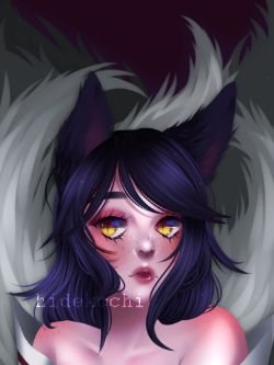 Ahri Portrait by HidekoChi HD Wallpaper Background Fan Art Artwork League of Legends lol