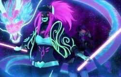 K/DA Akali & Evelynn by gin-1994 HD Wallpaper Background Fan Art Artwork League of Legends lol