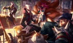 Academy Ahri, Darius, Ekko & Vladimir Splash Art HD 4k Wallpaper Background Official Art Artwork League of Legends lol