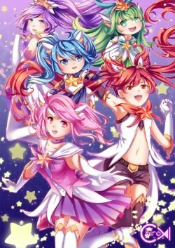 Star Guardian Lux, Jinx, Poppy, Lulu & Janna by ちろよ HD Wallpaper Fan Art Artwork League of Legends lol