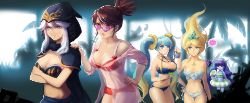 Ashe, Heartseeker Vayne, Sona, Janna & Pool Party Lulu by DA君 HD Wallpaper Fan Art Artwork League of Legends lol
