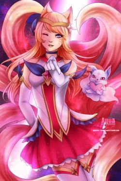 Star Guardian Ahri by AquaLeonhart HD Wallpaper Background Fan Art Artwork League of Legends lol