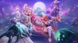 Star Guardian Syndra, Ahri, Miss Fortune, Soraka & Ezreal by nebura HD Wallpaper Background Fan Art Artwork League of Legends lol