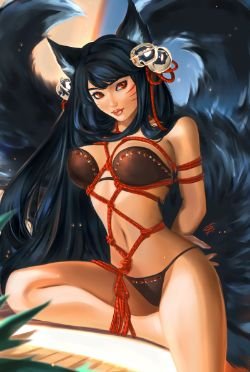 Sexy Ahri by Taiss14 HD Wallpaper Background Fan Art Artwork League of Legends lol