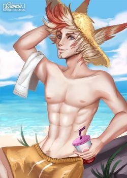 Pool Party Rakan (Skin Concept) by gumae HD Wallpaper Fan Art Artwork League of Legends lol