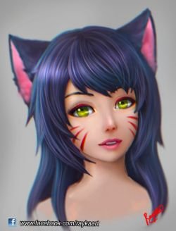Ahri Portrait by Akth League of Legends Artwork HD Wallpaper lolFan Art Artwork