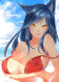 Sexy Pool Party Ahri by ㄒㄒ★シシィ League of Legends Fan Art Artwork Wallpaper lol