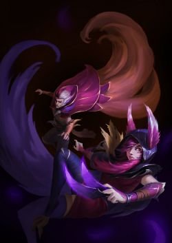 Xayah & Rakan by 若此情赋予东流兮 HD Wallpaper Background Fan Art Artwork League of Legends lol