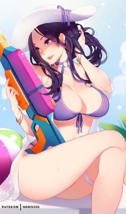 Pool Party Caitlyn by Nanoless HD Wallpaper Background Fan Art Artwork League of Legends lol