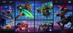 Arcade Hecarim, Riven, Sona, Miss Fortune, Final Boss Veigar & Battle Boss Blitzcrank v2 by VegaColors HD Wallpaper Fan Art Artwork League of Legends lol