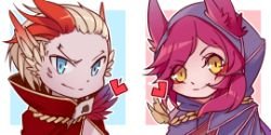 Chibi Xayah & Rakan Portrait by Eggnivia HD Wallpaper Fan Art Artwork League of Legends lol