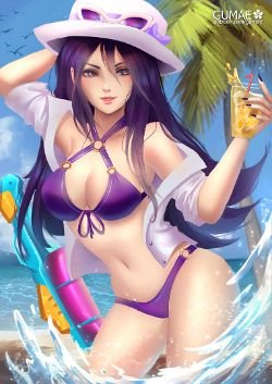 Pool Party Caitlyn by Gumae HD Wallpaper Background Fan Art Artwork League of Legends lol