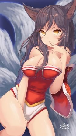 Sexy Ahri by Akth League of Legends Fan Art Artwork Wallpaper lol