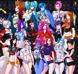 Soccer Zyra, Sona, Vi, Leona, Syndra, Miss Fortune, Elise, Morgana, Riven, Ahri, Vayne, Evelynn, Katarina, Jinx & Akali by Kyoffie12 HD Wallpaper League of Legends Fan Art