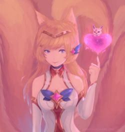 Star Guardian Ahri by PinkkuDiva HD Wallpaper Background Fan Art Artwork League of Legends lol