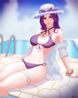 Pool Party Caitlyn by McDobo HD Wallpaper Background Fan Art Artwork League of Legends lol