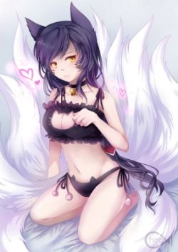 Sexy Ahri by ちろよ HD Wallpaper Fan Art Artwork League of Legends lol