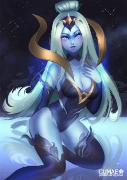 Cosmic Queen Ashe by Gumae HD Wallpaper Background Fan Art Artwork League of Legends lol