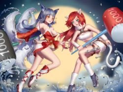 Ahri & Katarina by 假的菊子 HD Wallpaper Background Fan Art Artwork League of Legends lol