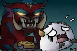 Mega Gnar & Poro by KittyConQueso HD Wallpaper Fan Art Artwork League of Legends lol