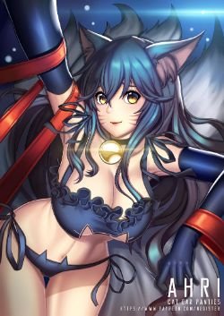 Kitty Underwear Ahri by Negister HD Wallpaper Background Fan Art Artwork League of Legends lol