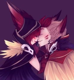 Xayah & Rakan by MidoriNemurase HD Wallpaper Fan Art Artwork League of Legends lol