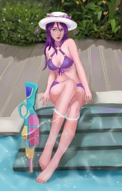 Pool Party Caitlyn by 花名Sama HD Wallpaper Background Fan Art Artwork League of Legends lol