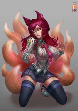 Academy Ahri by BADCOMPZERO League of Legends Artwork Wallpaper lol Fan Art