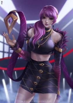 K/DA Evelynn by Miqdad Habibullah HD Wallpaper Background Fan Art Artwork League of Legends lol