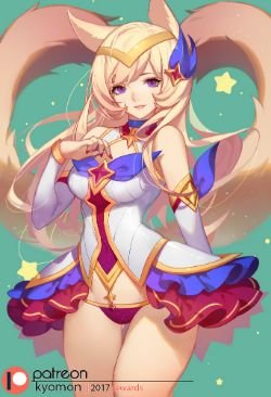 Sexy Star Guardian Ahri by SongJiKyo HD Wallpaper Background Fan Art Artwork League of Legends lol