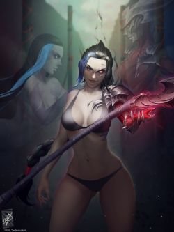 Female Kayn (Genderbend) by TheMaestroNoob HD Wallpaper Background Fan Art Artwork League of Legends lol