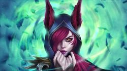Xayah Portrait by WikiMia HD Wallpaper Fan Art Artwork League of Legends lol