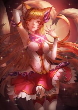 Star Guardian Ahri by kyoungi HD Wallpaper Background Fan Art Artwork League of Legends lol
