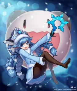 Winter Wonder Lulu & Poro by DDUCK KONG (2) HD Wallpaper Fan Art Artwork League of Legends lol