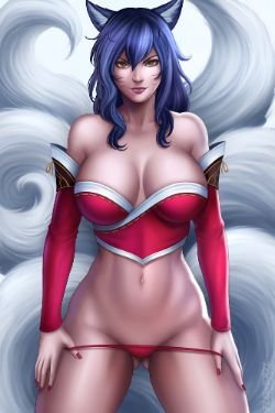Sexy Ahri by Flowerxl HD Wallpaper Background Fan Art Artwork League of Legends lol