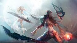 Irelia Vs Janna by EwaLabak HD Wallpaper Fan Art Artwork League of Legends lol