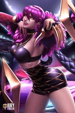 K/DA Evelynn by Iury Padilha HD Wallpaper Background Fan Art Artwork League of Legends lol