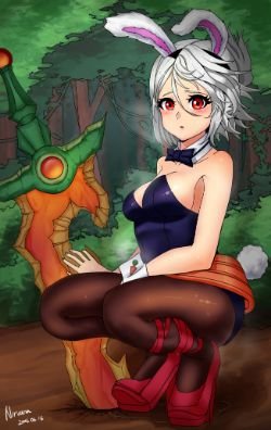 Battle Bunny Riven by Nirvana Plam HD Wallpaper Background Fan Art Artwork League of Legends lol