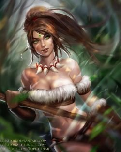 Nidalee by Loputon HD Wallpaper Fan Artwork League of Legends lol