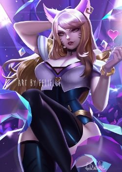 K/DA Ahri by Felielle HD Wallpaper Background Fan Art Artwork League of Legends lol