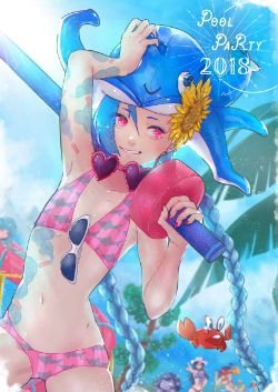 Pool Party Jinx by a0k0 HD Wallpaper Background Fan Art Artwork League of Legends lol