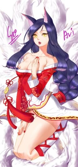 Ahri by RAMUNE (2) League of Legends Artwork HD Wallpaper lol Fan ArtFan Art Artwork